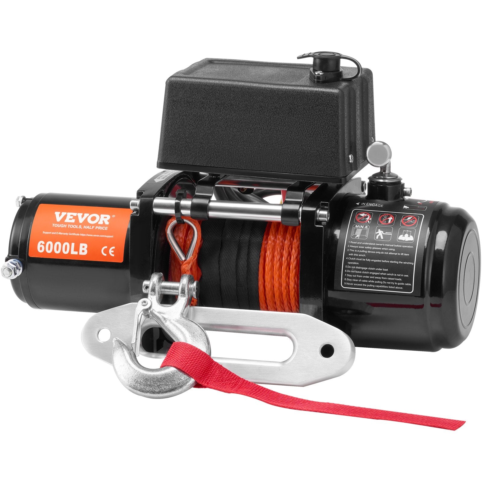 VEVOR Electric Winch for Truck 2721.6 kg Synthetic Rope Waterproof Remote Control