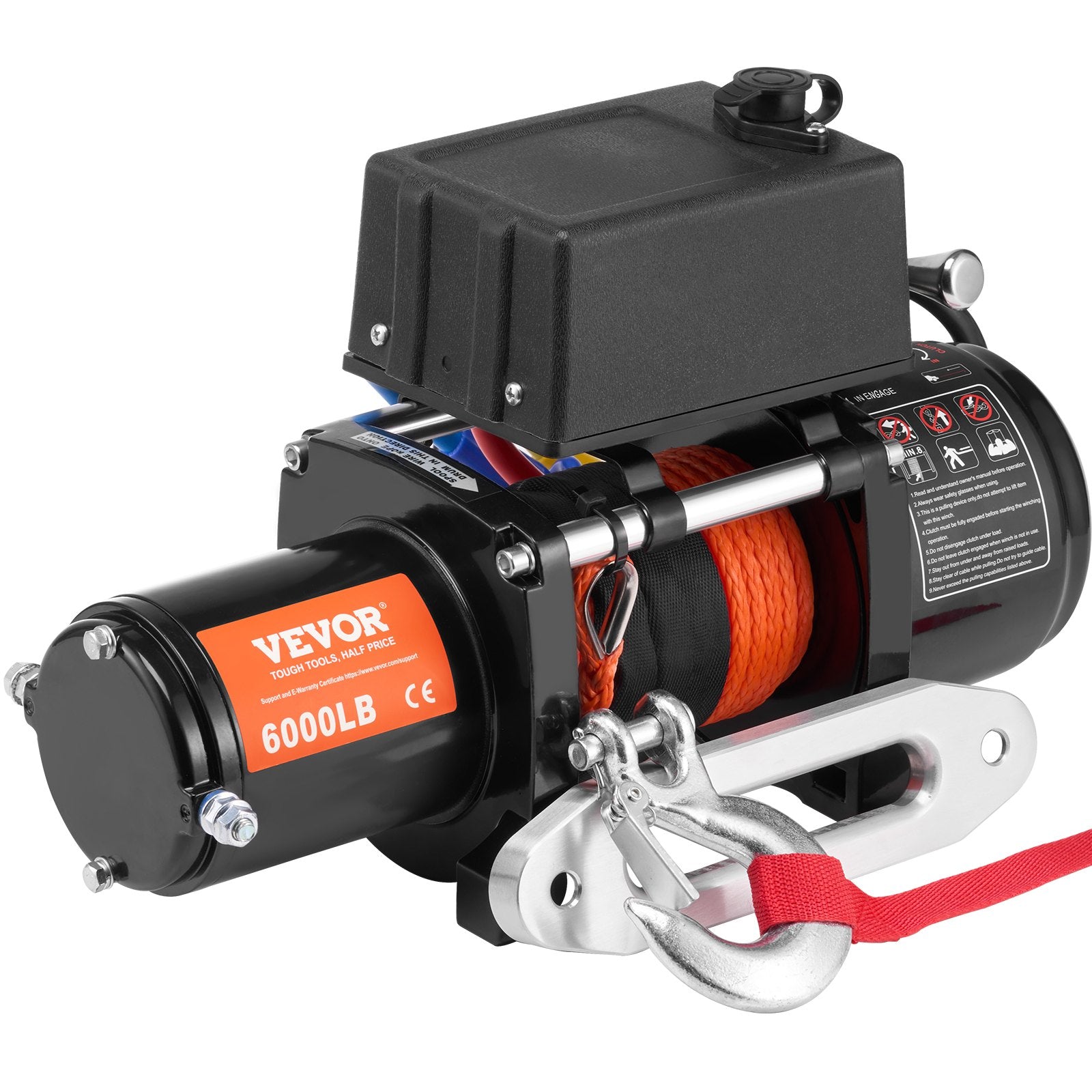 VEVOR Electric Winch for Truck 2721.6 kg Synthetic Rope Waterproof Remote Control