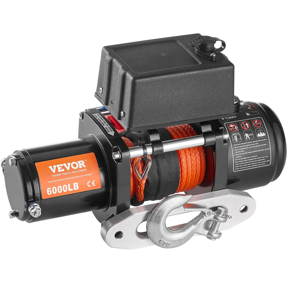 VEVOR Electric Winch for Truck 2721.6 kg Synthetic Rope Waterproof Remote Control