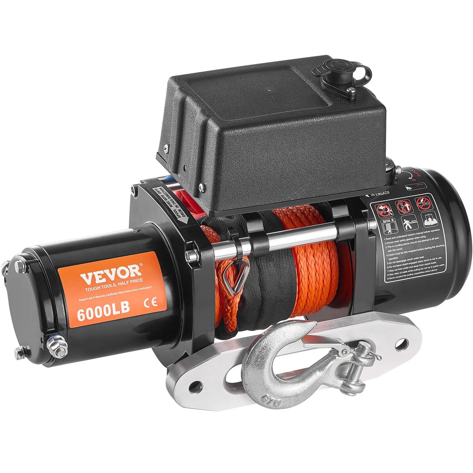 VEVOR Electric Winch for Truck 2721.6 kg Synthetic Rope Waterproof Remote Control