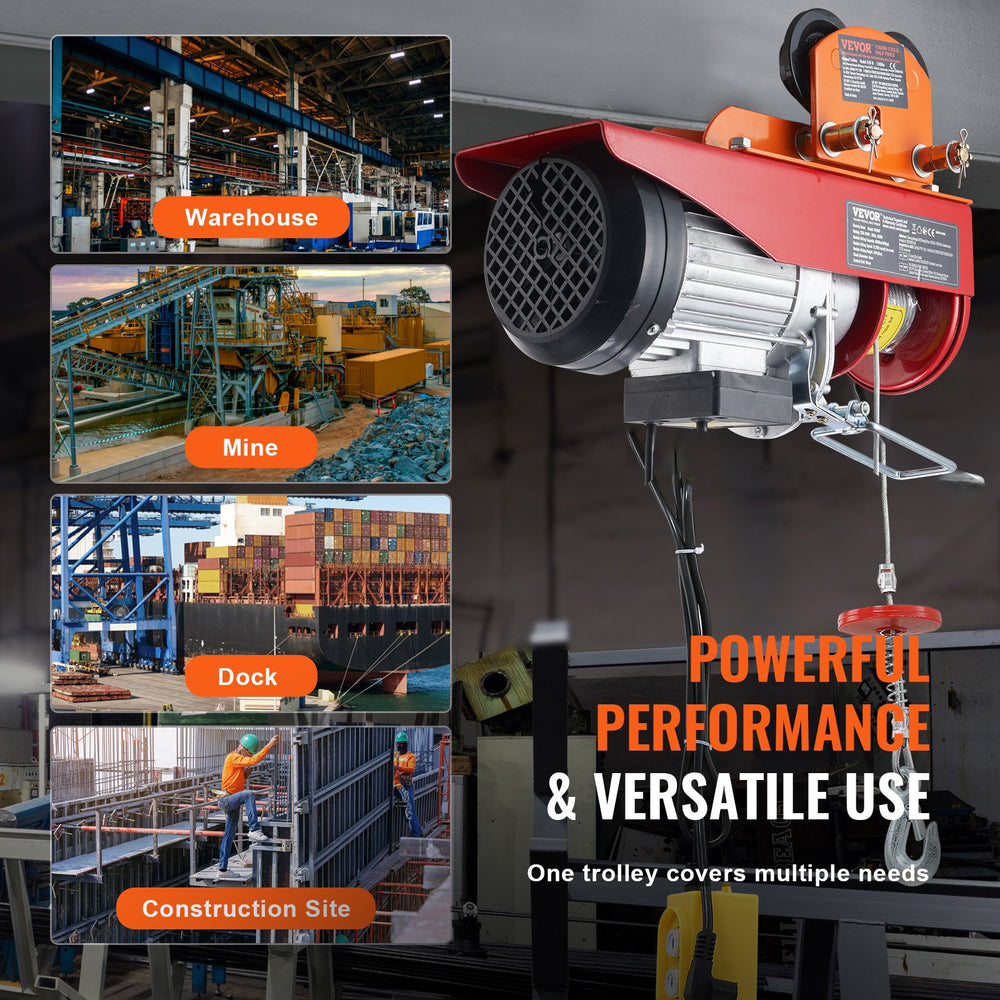 VEVOR Electric Hoist Manual Trolley, 499 kg/0.5 Ton Capacity for PA200 PA250 PA300 PA400 PA500, Push Beam Trolley with Dual Wheels, 6 cm-12 cm Adjustable Flange Width for Straight Curved I Beam