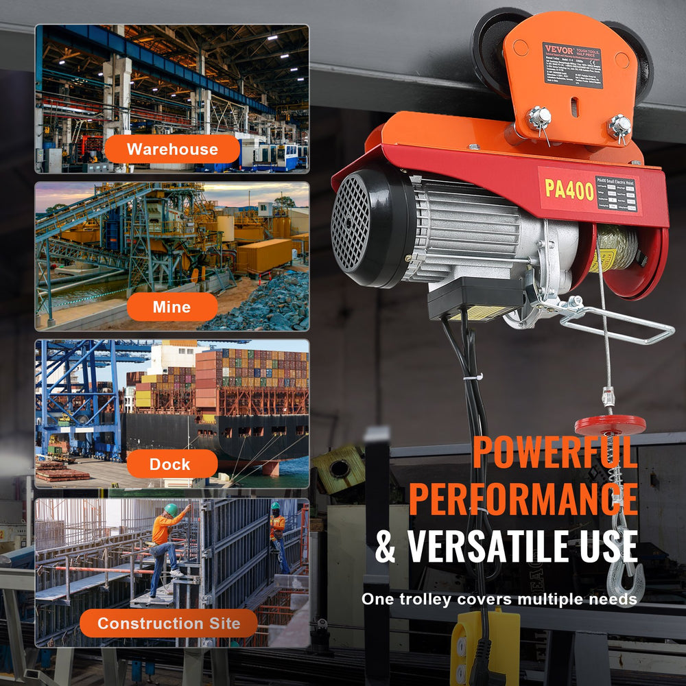 VEVOR Electric Hoist Manual Trolley, 998 kg/1 Ton Capacity for PA200 PA250 PA300 PA400 PA500, Push Beam Trolley with Dual Wheels, 6.8 cm-11 cm Adjustable Beam Flange Width for Straight Curved I Beam