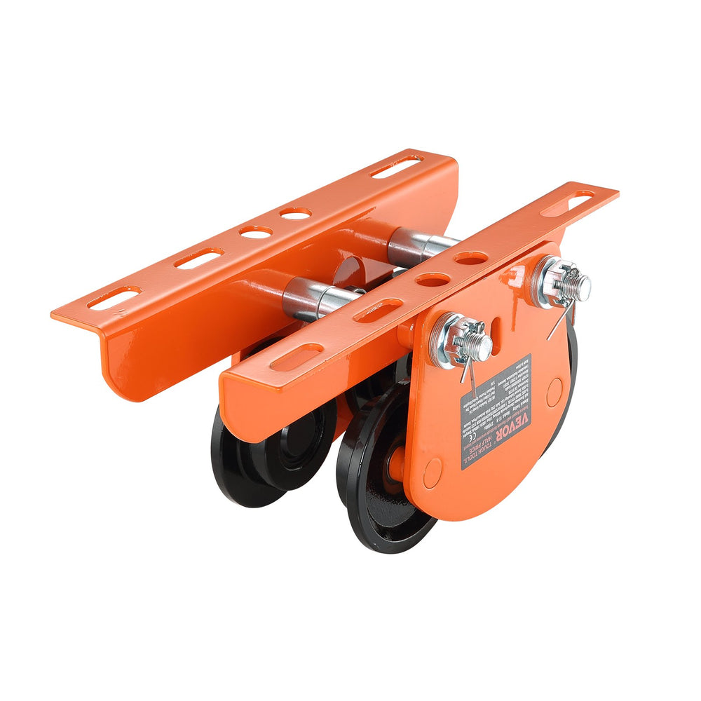 VEVOR Electric Hoist Manual Trolley, 998 kg/1 Ton Capacity for PA200 PA250 PA300 PA400 PA500, Push Beam Trolley with Dual Wheels, 6.8 cm-11 cm Adjustable Beam Flange Width for Straight Curved I Beam