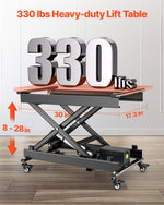 VEVOR Electric Lift Table, 330 lbs Capacity Single Scissor Lift Table, 8 - 28 in Height Adjustable Lifting Platform, Coffee Table lift with 4 Wheels, for Material Handling and Transportation, Black
