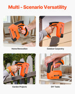 VEVOR Cordless Brad Nailer, 2-in-1 Nail Gun Staple Gun, 18 Gauge 15 mm, Battery Powered, with 1000 Pcs Staples and 1000 Pcs Nails, Non-Slip Rubber Grip, for Woodworking, Carpentry and DIY Projects