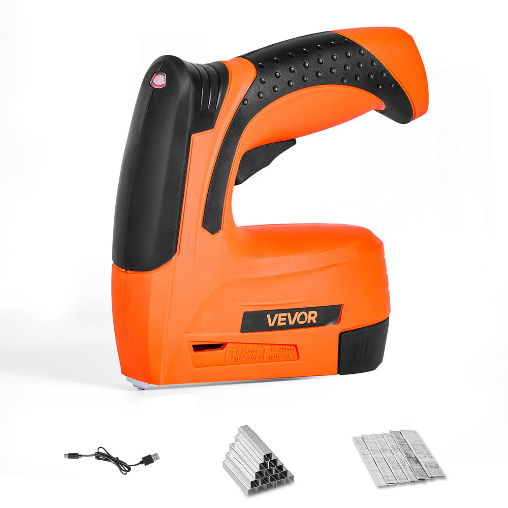 VEVOR Cordless Brad Nailer, 2-in-1 Nail Gun Staple Gun, 18 Gauge 15 mm, Battery Powered, with 1000 Pcs Staples and 1000 Pcs Nails, Non-Slip Rubber Grip, for Woodworking, Carpentry and DIY Projects