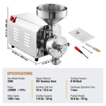 VEVOR Soybean Grinder Commercial Grinding Machine for Spices 2200W Corn Mill Grinder 50 KG/H Stainless Steel Corn Grinder Industrial Flour Milling Machine for Pepper Soybean Peanut Corn Grains