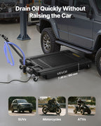 VEVOR Low Profile Oil Drain Pan, 64 L Capacity, Rolling Oil Drain Pan with Electric Pump & 2.2 m Hose, Leak-proof & Corrosion-resistant, Fit for Cars, SUVs, Trucks, Motorcycles, ATVs, Metal