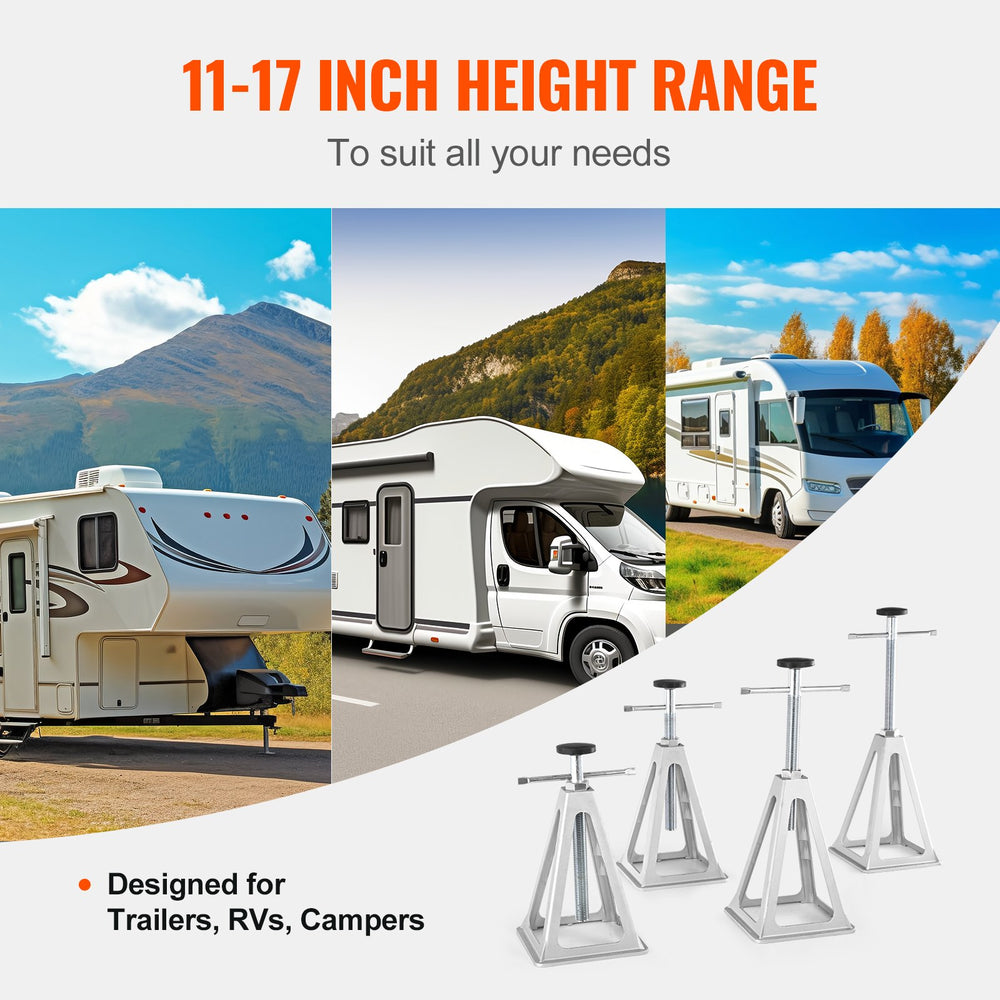 VEVOR RV Stabilizer Jacks, 4 Pack Aluminum RV Leveling Jacks, RV Stack Jacks for RV Travel Trailer Camper, Single Screw Jack Support up to 2721.6 kg, Adjustable from 27.9 to 43.2 cm
