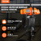 VEVOR Electric Chain Hoist Single Phase Crane Hoist 997.9 kg Load 609.6 cm Lifting
