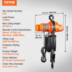 VEVOR Electric Chain Hoist Single Phase Crane Hoist 997.9 kg Load 609.6 cm Lifting