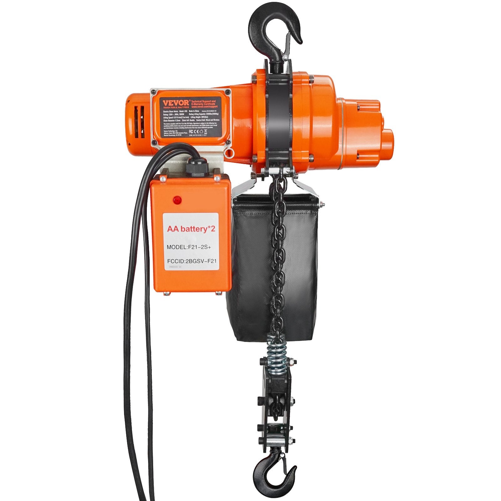 VEVOR Electric Chain Hoist Single Phase Crane Hoist 997.9 kg Load 609.6 cm Lifting