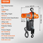 VEVOR Electric Chain Hoist Single Phase Crane Hoist 997.9 kg Load 304.8 cm Lifting