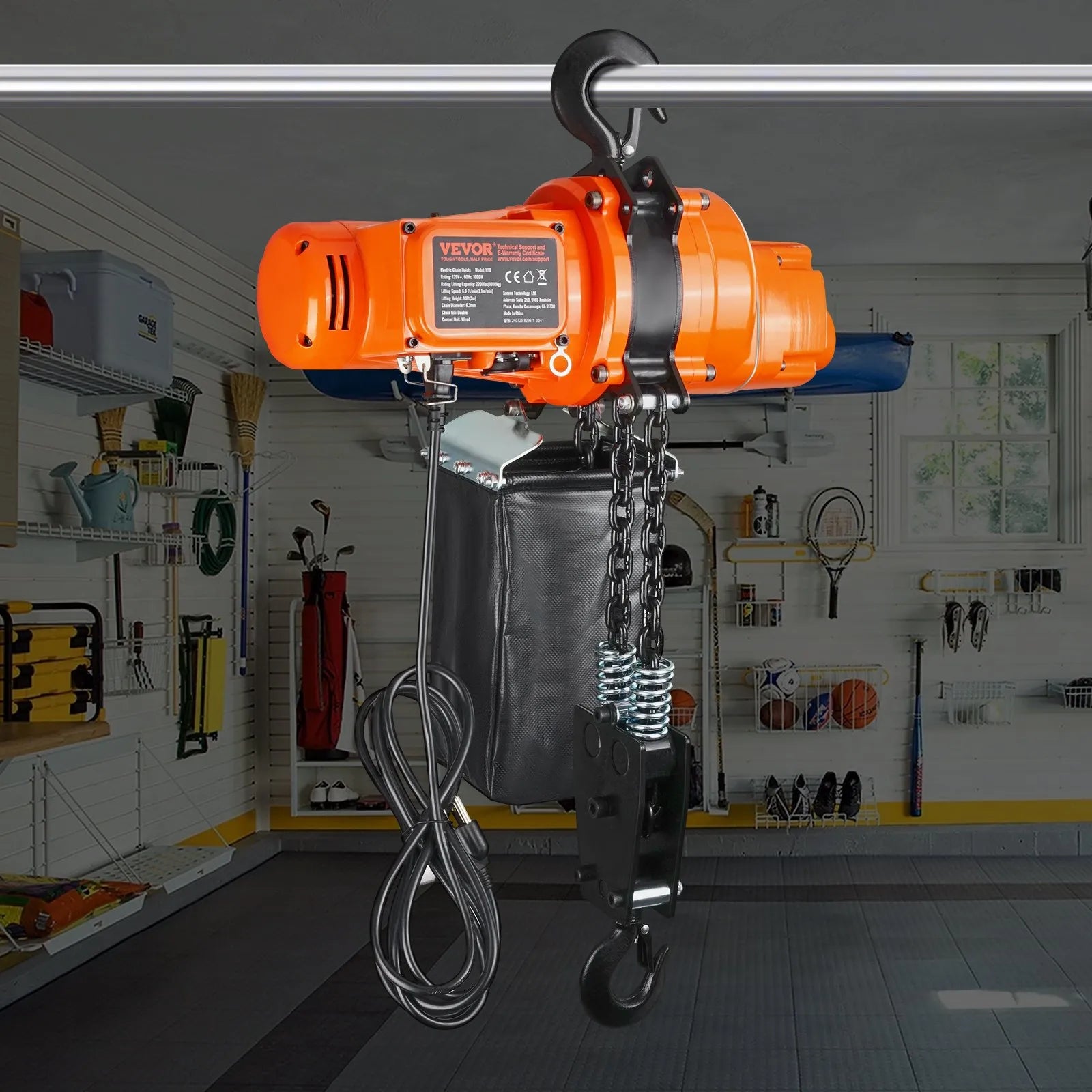 VEVOR Electric Chain Hoist Single Phase Crane Hoist 997.9 kg Load 304.8 cm Lifting