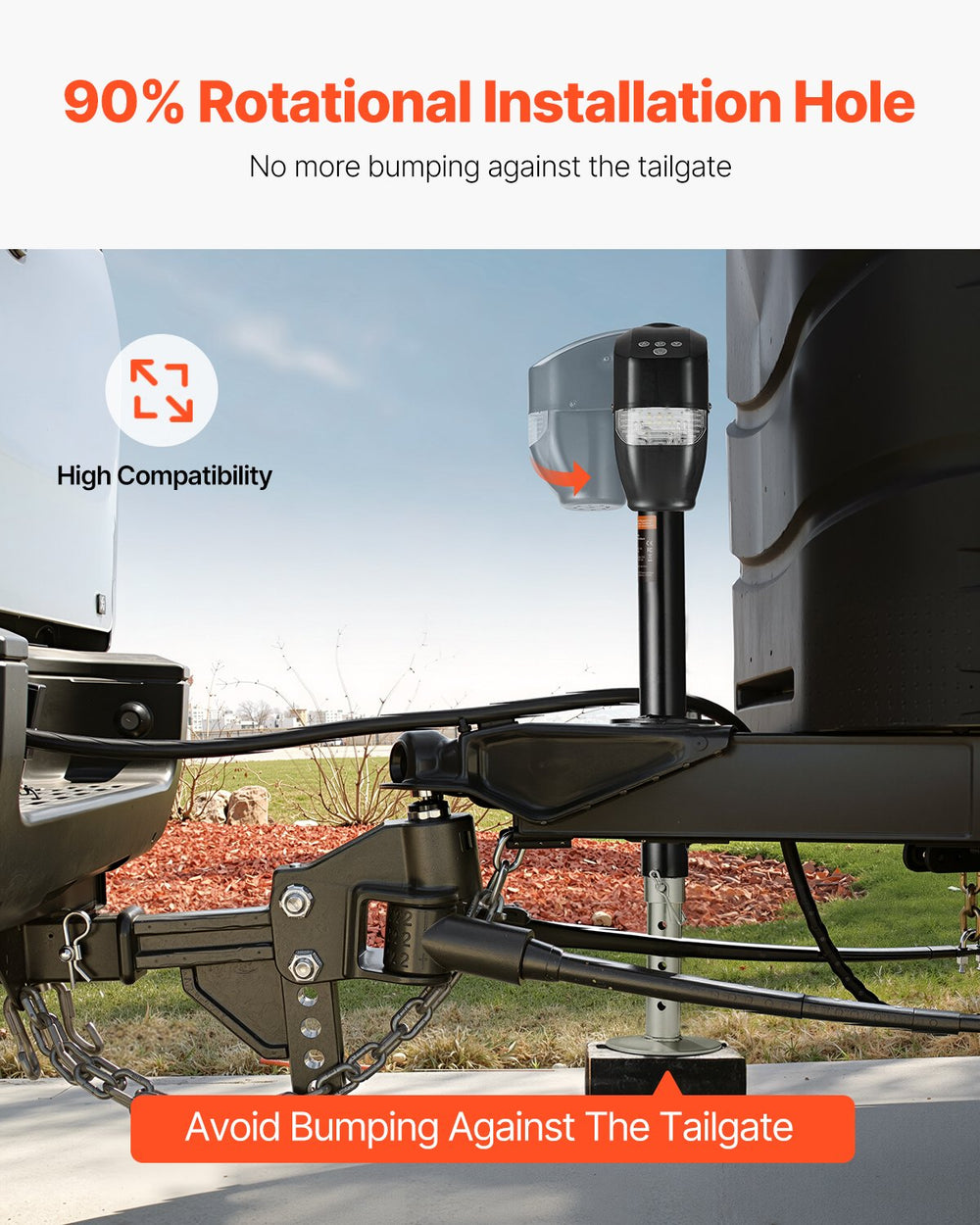 VEVOR Electric Trailer Jack, 5000 lbs, Heavy Duty RV Electric Power Tongue Jack with 2 Way Connector, Remote Control, Crank Handle & Weatherproof Jack Cover, 10"-28.3" Lift, for Trailers & Campers