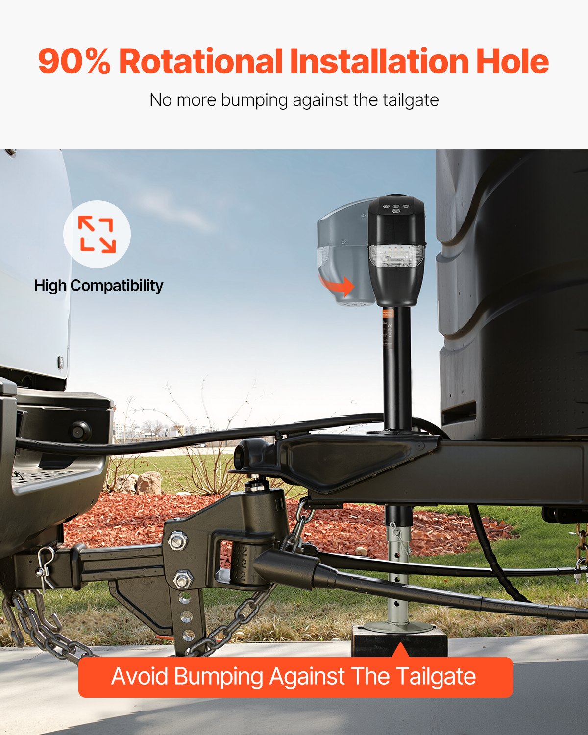 VEVOR Electric Trailer Jack, 5000 lbs, Heavy Duty RV Electric Power Tongue Jack with 2 Way Connector, Remote Control, Crank Handle & Weatherproof Jack Cover, 10"-28.3" Lift, for Trailers & Campers