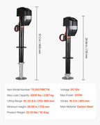 VEVOR Electric Trailer Jack, 5000 lbs, Heavy Duty RV Electric Power Tongue Jack with 2 Way Connector, Remote Control, Crank Handle & Weatherproof Jack Cover, 10"-28.3" Lift, for Trailers & Campers