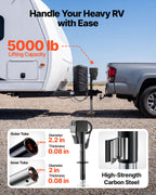 VEVOR Electric Trailer Jack, 2268 kg Capacity, Electric Power Tongue Jack with Waterproof Protective Cover & LED Light for Travel Trailer, Camper, RV, 230-686 mm Lift, 12V DC with Wiring, Black