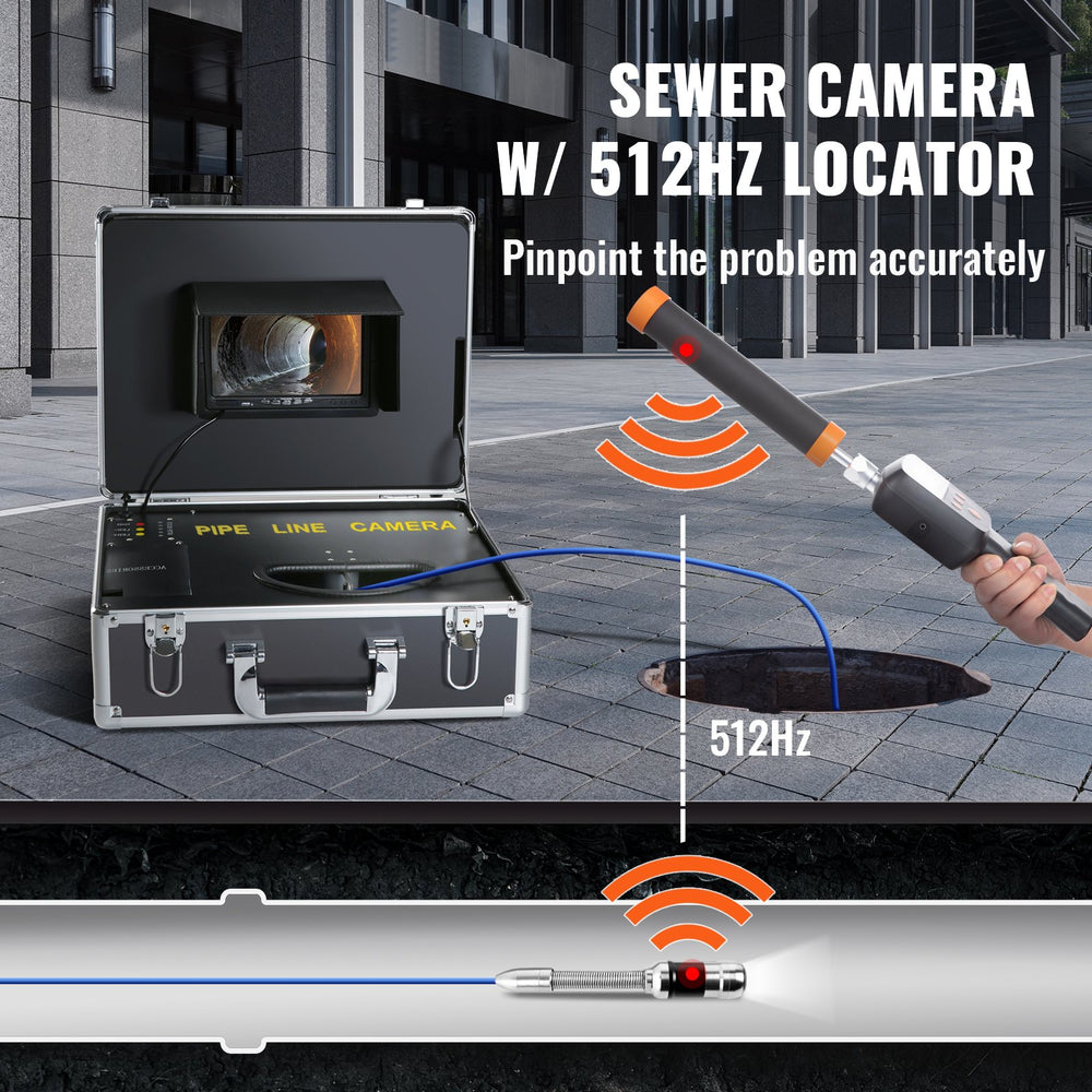VEVOR Sewer Camera Pipe Inspection Camera 17.8 cm Screen 1000TVL Camera 40m