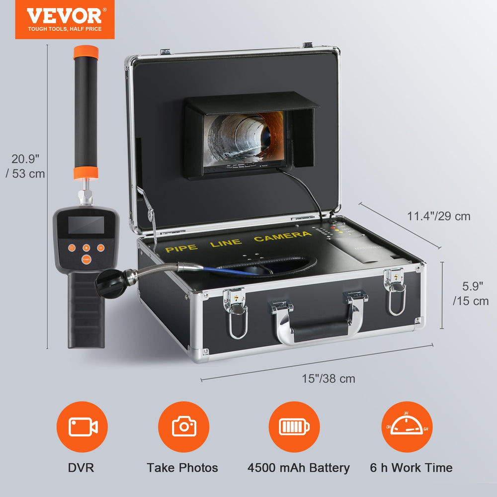 VEVOR Sewer Camera Pipe Inspection Camera 17.8 cm Screen 1000TVL Camera 40m