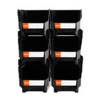 VEVOR Plastic Stackable Storage Bins, 37.7 x 21.5 x 18 cm (6 Pack), Plastic Containers for Organizing and Storage Bins for Closet, Garage, Small Parts, Office Supplies and Other Accessories, Black
