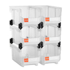 VEVOR Plastic Stackable Storage Bins, 37.7 x 21.5 x 18 cm (6 Pack), Plastic Containers for Organizing & Storage Bins for Closet, Garage, Small Parts, Office Supplies, Other Accessories, Transparent