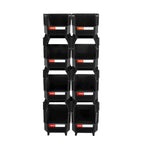 VEVOR Plastic Stackable Storage Bins, 27.6 x 14 x 13 cm (8 Pack), Plastic Containers for Organizing and Storage Bins for Closet, Garage, Small Parts, Office Supplies and Other Accessories, Black