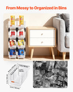 VEVOR Plastic Stackable Storage Bins, 27.6 x 14 x 13 cm (8 Pack), Plastic Containers for Organizing & Storage Bins for Closet, Garage, Small Parts, Office Supplies, Other Accessories, Transparent