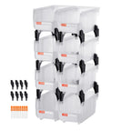 VEVOR Plastic Stackable Storage Bins, 27.6 x 14 x 13 cm (8 Pack), Plastic Containers for Organizing & Storage Bins for Closet, Garage, Small Parts, Office Supplies, Other Accessories, Transparent