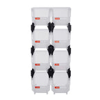 VEVOR Plastic Stackable Storage Bins, 27.6 x 14 x 13 cm (8 Pack), Plastic Containers for Organizing & Storage Bins for Closet, Garage, Small Parts, Office Supplies, Other Accessories, Transparent