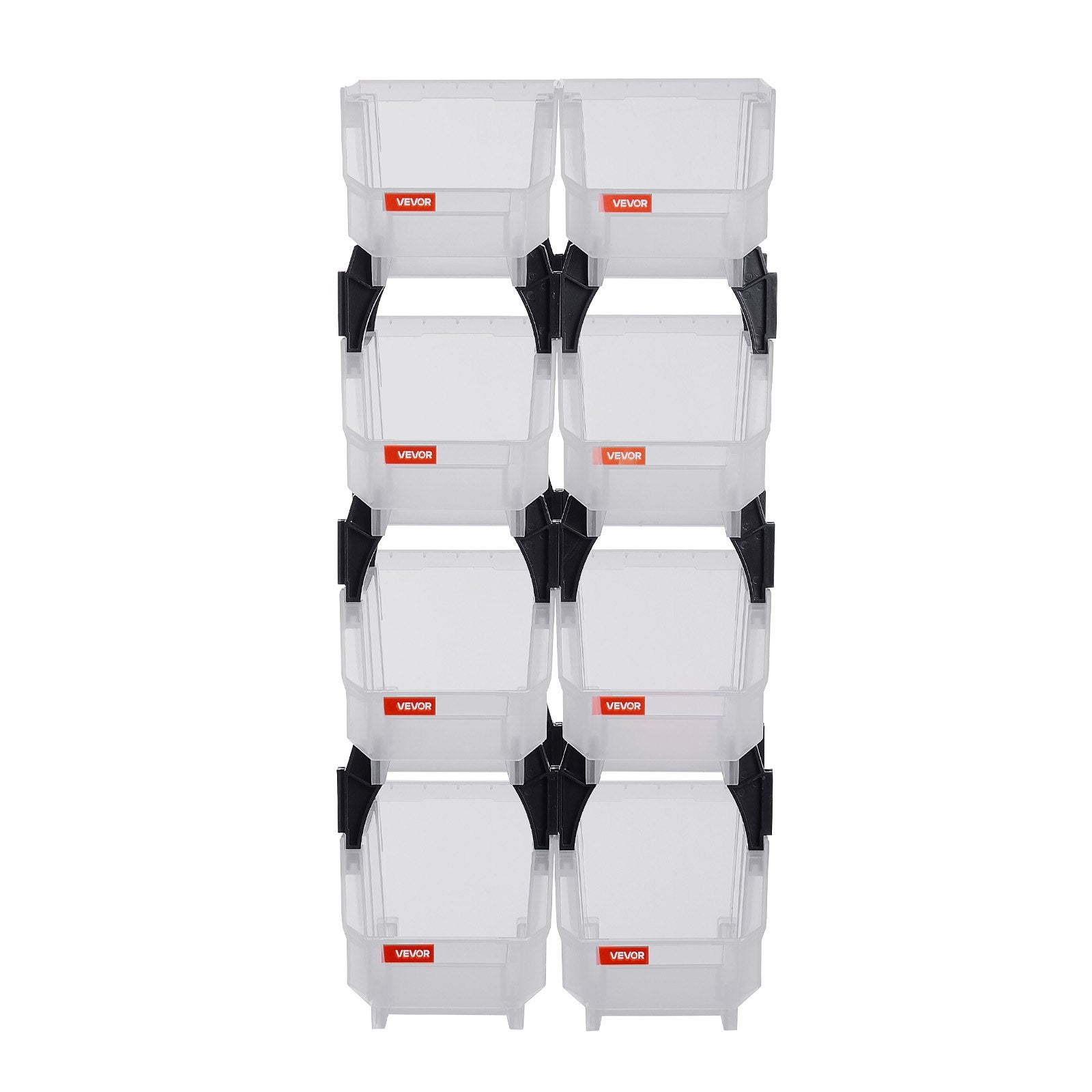 VEVOR Plastic Stackable Storage Bins, 27.6 x 14 x 13 cm (8 Pack), Plastic Containers for Organizing & Storage Bins for Closet, Garage, Small Parts, Office Supplies, Other Accessories, Transparent
