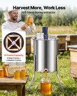 VEVOR Electric Honey Extractor Beekeeping Equipment 4/8 Frames Stainless Steel