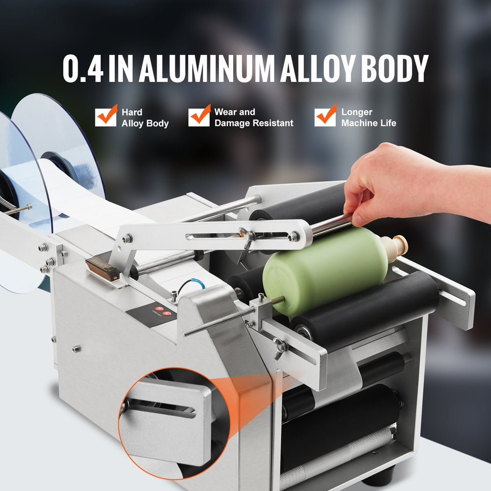 VEVOR Semi-Automatic Round Labeling Machine, 20-50pcs/min, Electric Bottle Label Applicator for Round Bottles, Round Bottle Labeler Suitable for Bottle Diameter 2-12 cm (with Pressing Bar)
