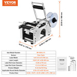 VEVOR Semi-Automatic Round Labeling Machine, 20-50pcs/min, Electric Bottle Label Applicator for Round Bottles, Round Bottle Labeler Suitable for Bottle Diameter 2-12 cm (with Pressing Bar)