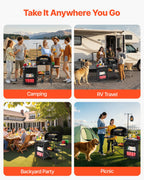 VEVOR Camping Kitchen Table, Outdoor Camp Cooking Table, Aluminum Portable Cook Station with Storage Cupboard, Carrying Bag, Detachable Windscreen, Quick Set-up for BBQ Party Picnic RV Travel, Black