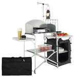 VEVOR Camping Kitchen Table Folding Portable Cook Table 1 Cupboard & Windscreen