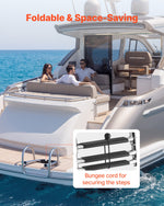VEVOR Boat Ladder, 3 Steps, Stainless Steel Telescoping Folding Swim Deck Ladder for Rear Entry Inboard, 272.16 kg Capacity with Wide Anti-Slip Steps & Handrails, for Outboards, Yacht, Pontoon Boats