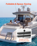 VEVOR Boat Ladder, 4 Steps, Stainless Steel Telescoping Folding Swim Deck Ladder for Rear Entry Inboard, 272.16 kg Capacity, Extra Wide Anti-Slip Steps & Handrails, for Outboards, Yacht, Pontoon Boats