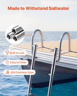 VEVOR Boat Ladder, 4 Steps, Stainless Steel Telescoping Folding Swim Deck Ladder for Rear Entry Inboard, 272.16 kg Capacity with Wide Anti-Slip Steps & Handrails, for Outboards, Yacht, Pontoon Boats