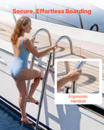 VEVOR Boat Ladder, 4 Steps, Stainless Steel Telescoping Folding Swim Deck Ladder for Rear Entry Inboard, 272.16 kg Capacity with Wide Anti-Slip Steps & Handrails, for Outboards, Yacht, Pontoon Boats