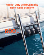 VEVOR Boat Ladder, 4 Steps, Stainless Steel Telescoping Folding Swim Deck Ladder for Rear Entry Inboard, 272.16 kg Capacity with Wide Anti-Slip Steps & Handrails, for Outboards, Yacht, Pontoon Boats