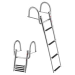 VEVOR Boat Ladder, 4 Steps, Stainless Steel Telescoping Folding Swim Deck Ladder for Rear Entry Inboard, 272.16 kg Capacity with Wide Anti-Slip Steps & Handrails, for Outboards, Yacht, Pontoon Boats