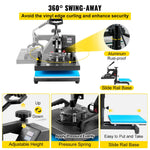 VEVOR Heat Press Machine, 10x12inch / 25x30cm, 2IN1 Clamshell Sublimation Transfer Printer with Teflon Coated, Digital Precise Heat Control, Powerpress for T-Shirt Hat Cap