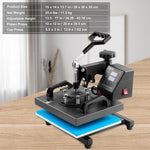 VEVOR Heat Press Machine, 10x12inch / 25x30cm, 2IN1 Clamshell Sublimation Transfer Printer with Teflon Coated, Digital Precise Heat Control, Powerpress for T-Shirt Hat Cap