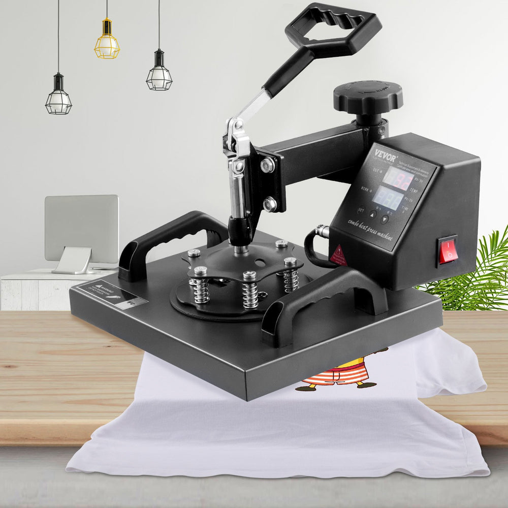VEVOR Heat Press Machine, 10x12inch / 25x30cm, 2IN1 Clamshell Sublimation Transfer Printer with Teflon Coated, Digital Precise Heat Control, Powerpress for T-Shirt Hat Cap