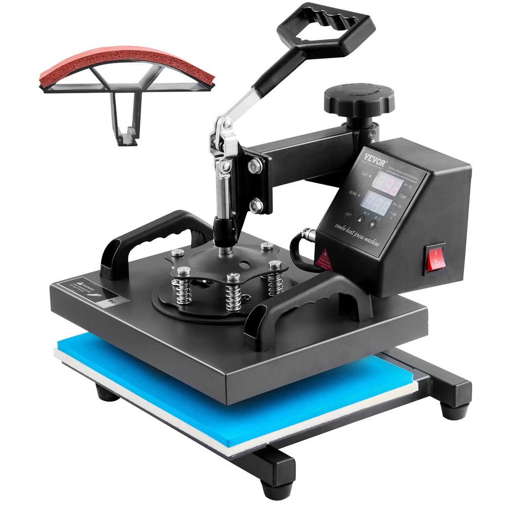 VEVOR Heat Press Machine, 10x12inch / 25x30cm, 2IN1 Clamshell Sublimation Transfer Printer with Teflon Coated, Digital Precise Heat Control, Powerpress for T-Shirt Hat Cap