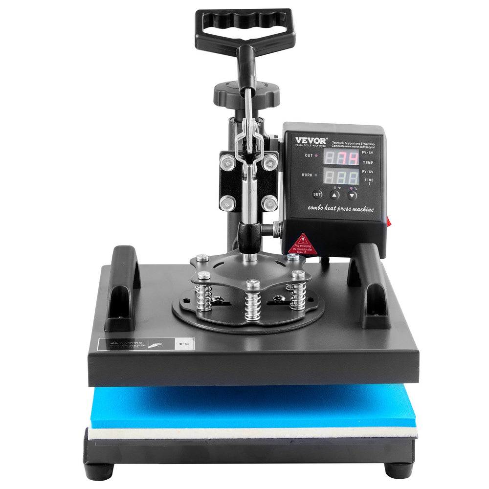 VEVOR Heat Press Machine, 10x12inch / 25x30cm, 2IN1 Clamshell Sublimation Transfer Printer with Teflon Coated, Digital Precise Heat Control, Powerpress for T-Shirt Hat Cap