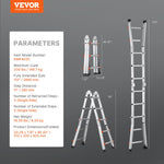 VEVOR Telescoping Ladder A Frame, 9.5 FT Compact Aluminum Extension Ladder, Multi-Function Portable Collapsible RV Ladder, Telescopic Ladder for Homework Stairs Indoor Outdoor Roof, 330lb Load
