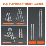 VEVOR Telescoping Ladder A Frame, 13 FT Compact Aluminum Extension Ladder, Multi-Function Portable Collapsible RV Ladder, Telescopic Ladder for Homework Stairs Indoor Outdoor Roof, 330lb Load