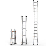 VEVOR Telescoping Ladder A Frame, 13 FT Compact Aluminum Extension Ladder, Multi-Function Portable Collapsible RV Ladder, Telescopic Ladder for Homework Stairs Indoor Outdoor Roof, 330lb Load